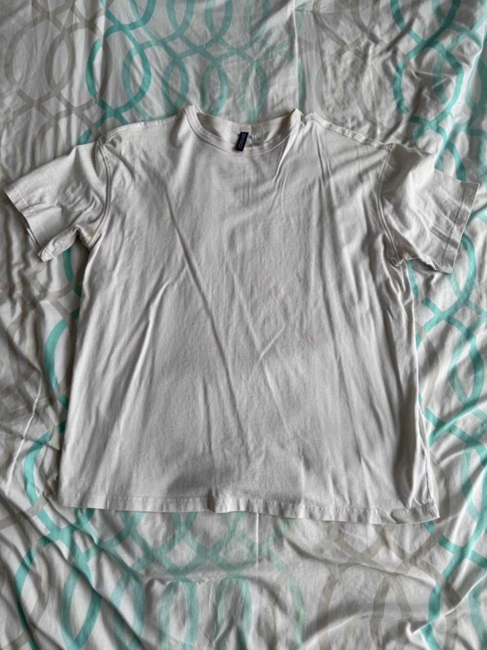 H&M White Crewneck Tee with Navy Branded Tag